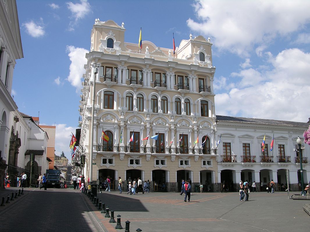 Ecuador Quito 02-07 Old Quito Plaza Grande Archbishops Palace